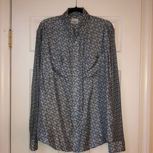 Authentic Burberry TB printed silk blue shirt